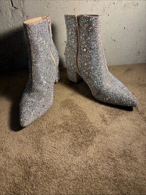 Betsy Johnson Rhinestone Embellished Kyla Pointed Toe Bootie - Size 7.5